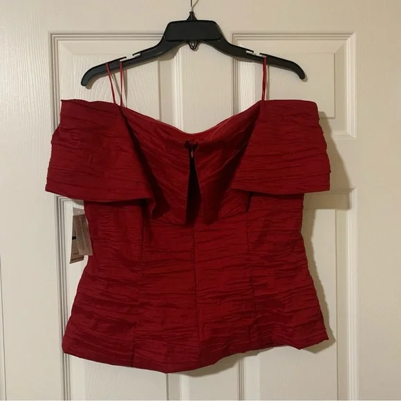 Alex Evenings Red Embellished Bow Detail Sleeveless Blouse Top XL